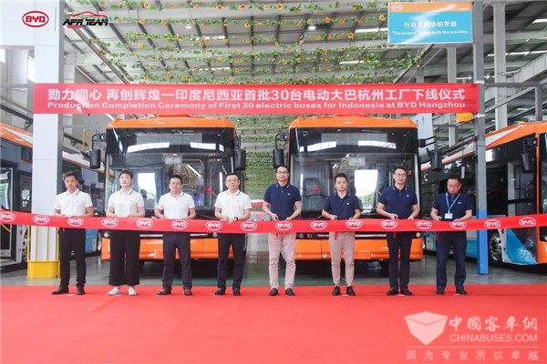 BYD Hangzhou Rolls Out 30 Units Electric Buses for Indonesia