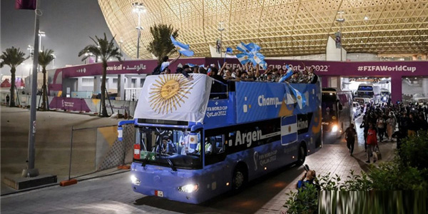 Lionel Messi Led Argentinian National Football Team on a Higer Double-decker to Celebrate Hard-won Victory in FIFA World Cup 2022