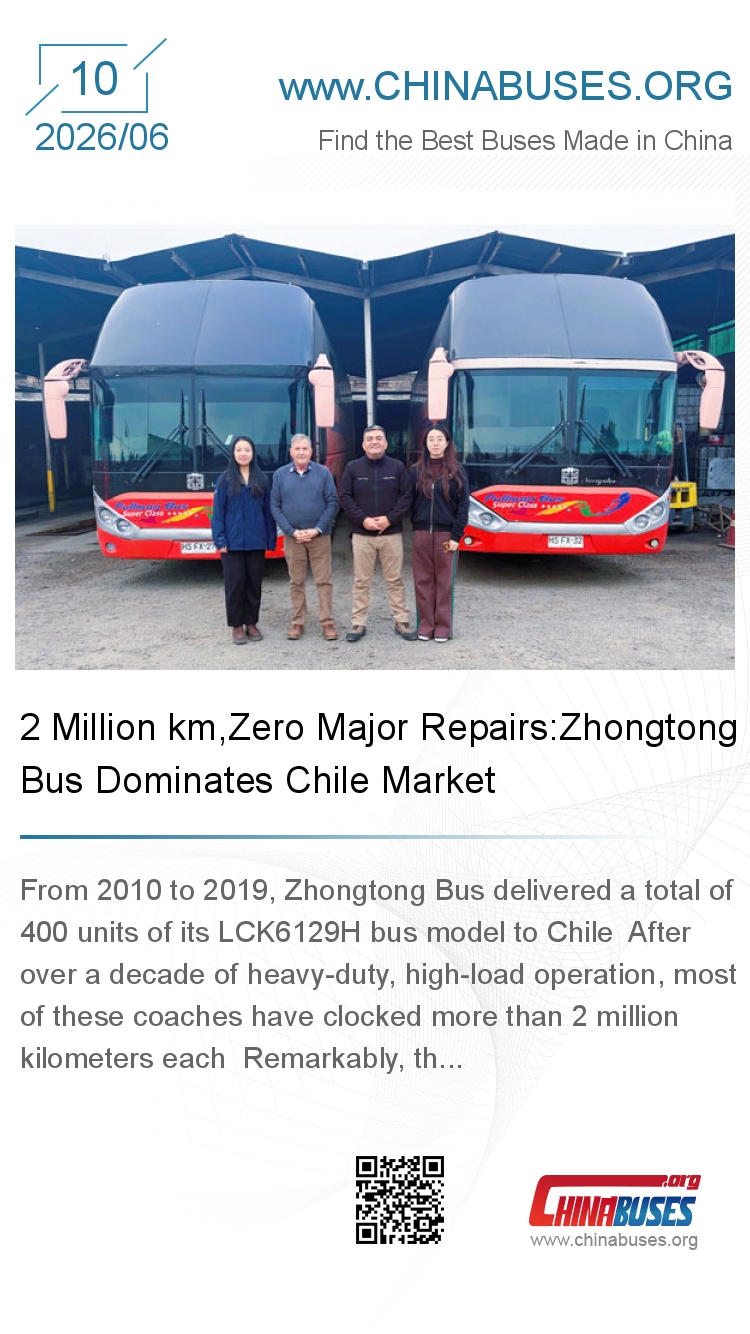 2 Million km,Zero Major Repairs:Zhongtong Bus Dominates Chile