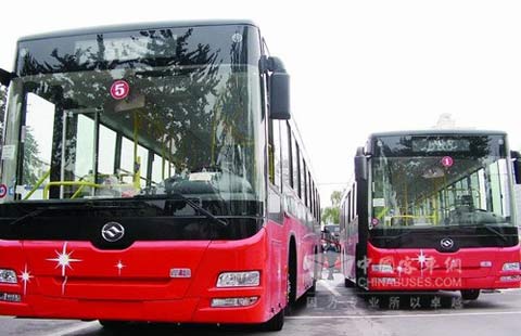2008, 18 units of Huanghai natrual gas city buses delivered to Zibo, Shandong province