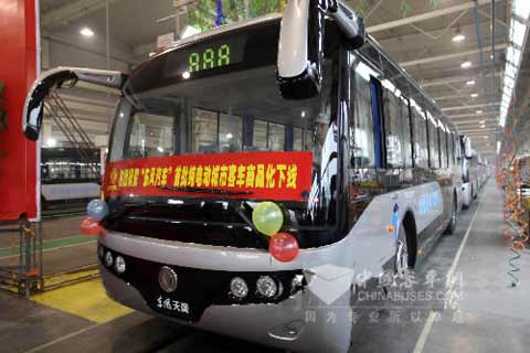 Dongfeng Tianyi pure electric buses ready to be delivered to Tangshan and Xiangfan