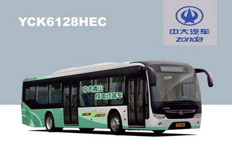 Zonda YCK6128HEC pure electric bus
