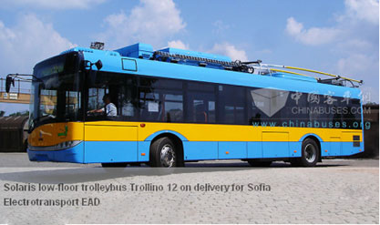 Solaris low-floor trolleybus Trollino 12 on delivery for Sofia Electrotransport EAD
