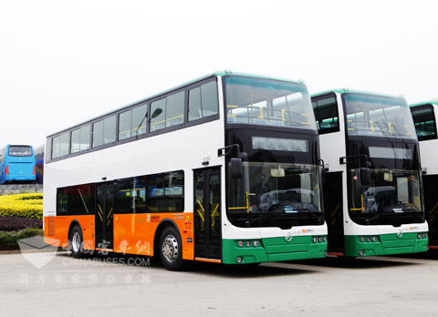 20 Golden Dragon Double-deck City Buses Run in Kunming-news-www
