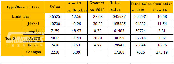 Analysis on Light Bus Sales in November