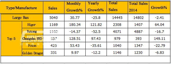 Analysis on Large Bus Sales in March 2015